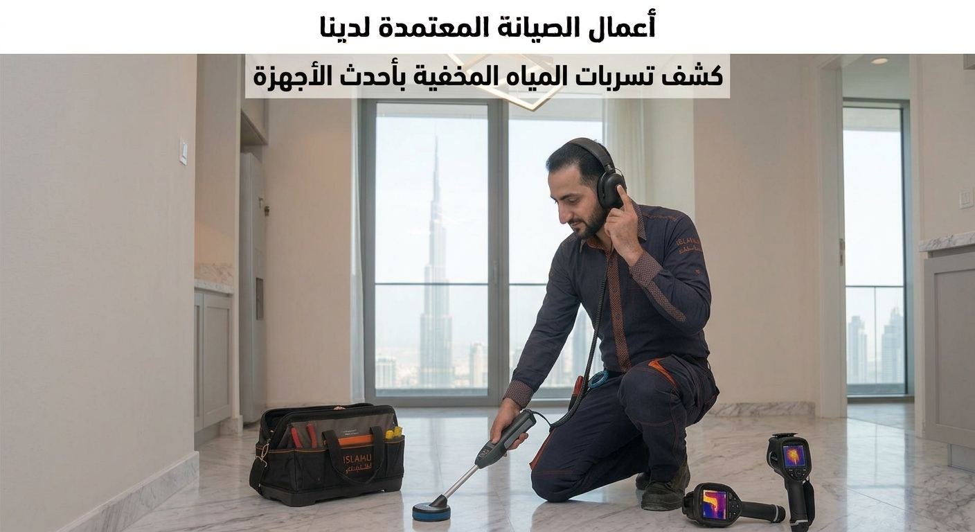 فني أصلحلي أثناء كشف تسربات المياه المخفية بأحدث الأجهزة